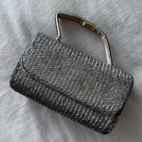 Rare Vintage hand beaded mini clutch purse - Picture 2 of 9